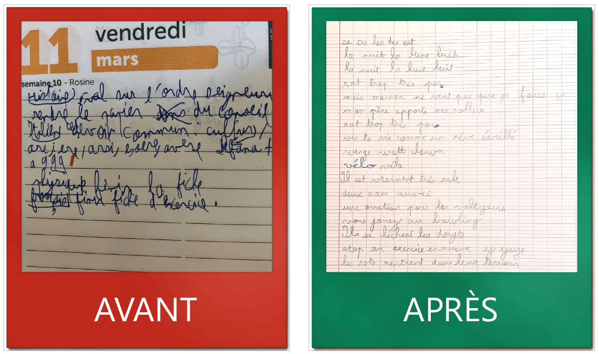 L&rsquo;écriture d&rsquo;A. en&nbsp;4ème